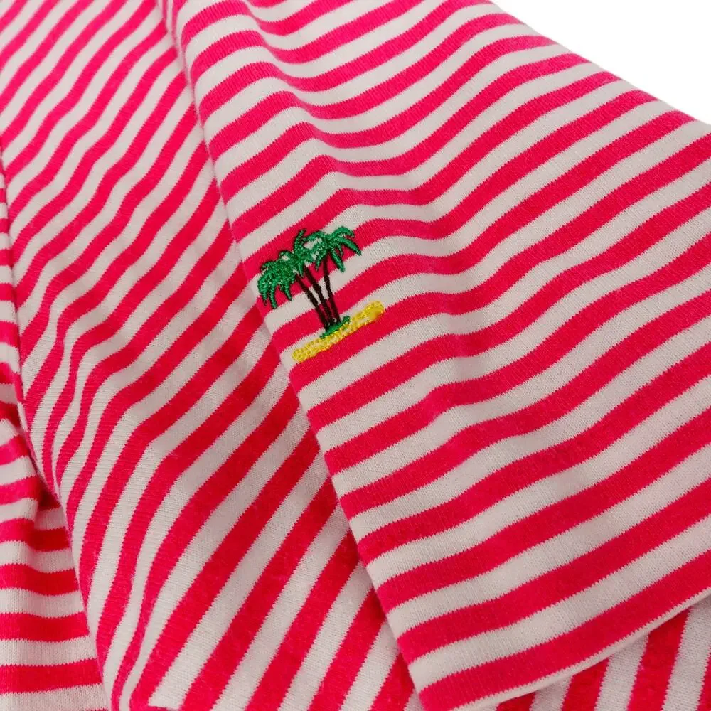 Ralph Lauren Pima Cotton Pink Candy Cane Striped Golf Polo Shirt Men's Large
